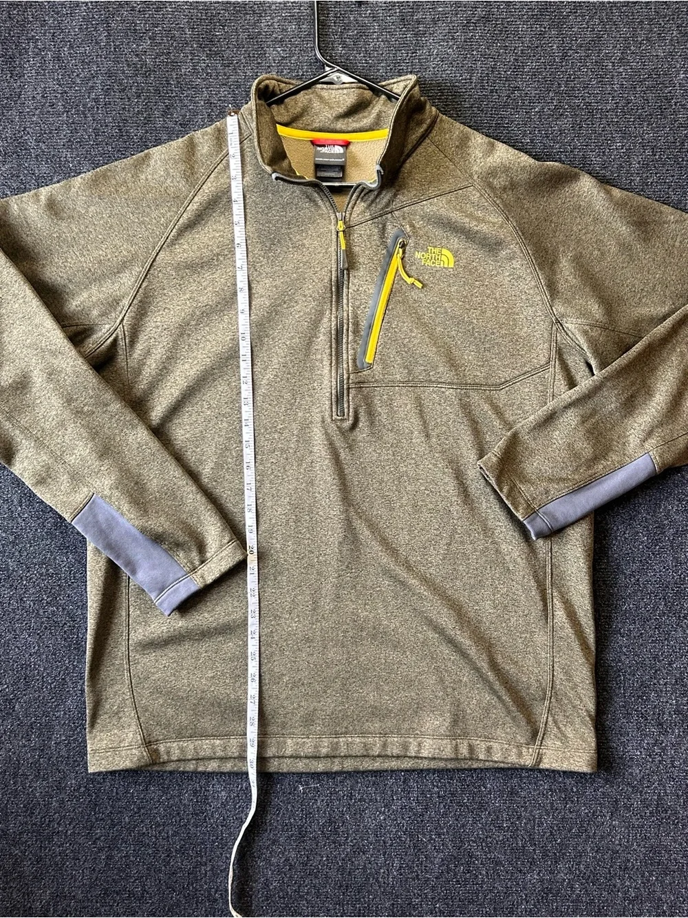 The North Face Men’s XL 1/4 Zip Pullover Olive Green Yellow Outdoor
